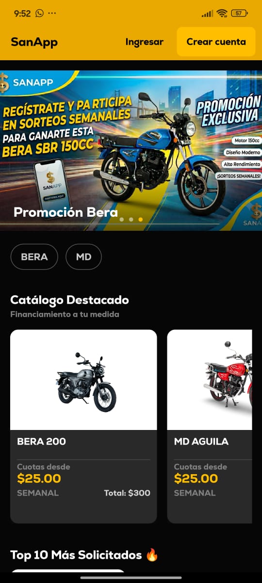 Catálogo Inteligente de Motos en SANAPP